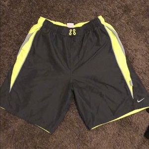 Gray and neon green Nike Shorts